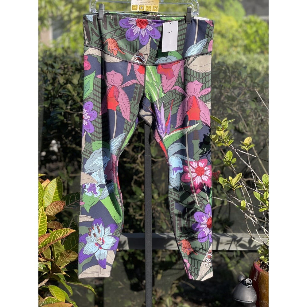 Nike One Dri-FIT Mid-Rise Leggings Plus 1X Floral Print DJ0898-635 NWT